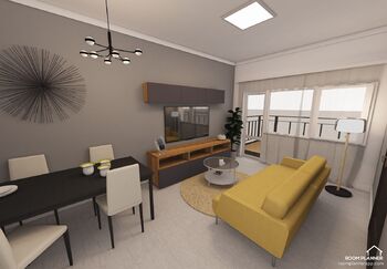 návrh budoucího stavu -  obývací pokoj - Prodej bytu 2+kk v osobním vlastnictví 43 m², Praha 5 - Stodůlky