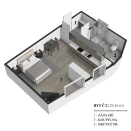 Pronájem bytu 1+kk v osobním vlastnictví 30 m², Vizovice