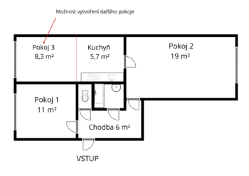 Prodej bytu 2+1 v družstevním vlastnictví 55 m², Mělník