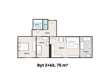 Prodej bytu 3+kk v osobním vlastnictví 90 m², Praha 9 - Hloubětín