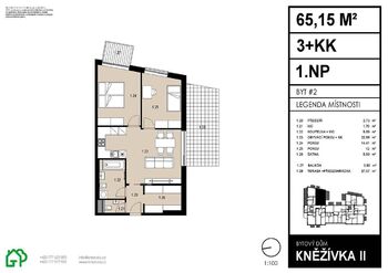 Prodej bytu 3+kk v osobním vlastnictví 71 m², Tuchoměřice