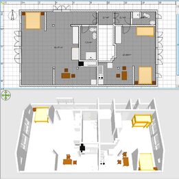 půdorys horní patro - Prodej ubytovacího zařízení 238 m², Desná