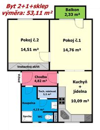 Prodej bytu 2+1 v osobním vlastnictví 53 m², Chrudim