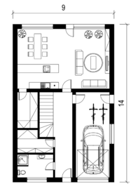 Návrh dispozice 1. NP - Prodej pozemku 618 m², Velké Němčice