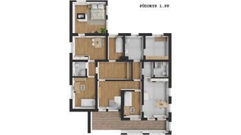 půdorys 1.PP - Prodej domu 450 m², Chomutice