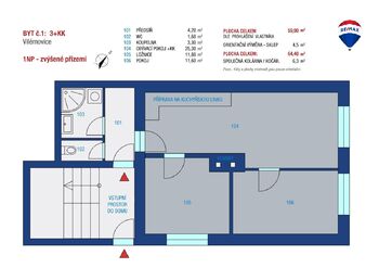 Prodej bytu 3+kk v osobním vlastnictví 65 m², Vilémovice