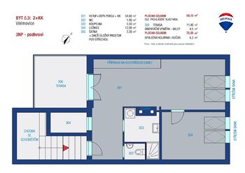 Prodej bytu 2+kk v osobním vlastnictví 75 m², Vilémovice