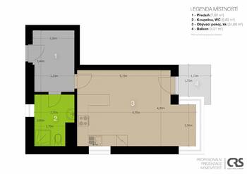 Pronájem bytu 1+kk v osobním vlastnictví 42 m², Praha 5 - Zličín