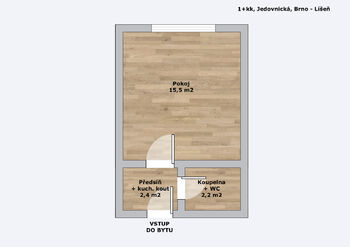 Pronájem bytu 1+kk v osobním vlastnictví 20 m², Brno