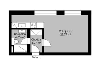 Pronájem bytu 1+kk v osobním vlastnictví 33 m², Kolín