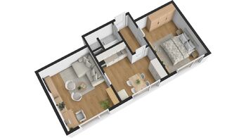 půdorys bytu 2+1 - Prodej bytu 2+1 v osobním vlastnictví 54 m², Úpice