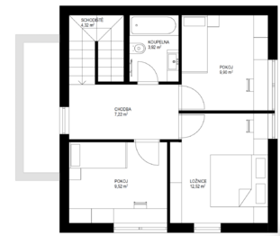 půdorys 1. patro - Prodej domu 96 m², Prachatice