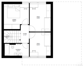 půdorys 1. patro - Prodej domu 95 m², Prachatice