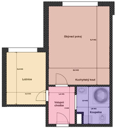 Půdorys bytu Otovická, Praha Horní Počernice - Pronájem bytu 2+kk v osobním vlastnictví 37 m², Praha 9 - Horní Počernice