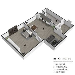 Pronájem bytu 1+1 v osobním vlastnictví 48 m², Vizovice