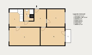 Prodej bytu 3+1 v osobním vlastnictví 76 m², Brno