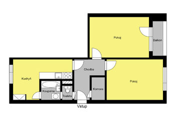 orientační půdorys - Prodej bytu 2+1 v osobním vlastnictví 58 m², Třemošnice