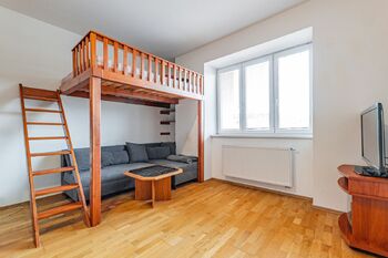 Obývací místnost. - Pronájem bytu 1+kk v osobním vlastnictví 30 m², Praha 4 - Braník 