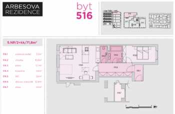 Pronájem bytu 2+kk v osobním vlastnictví 72 m², Praha 5 - Smíchov