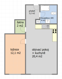 Pronájem bytu 2+kk v osobním vlastnictví 41 m², Praha 4 - Chodov