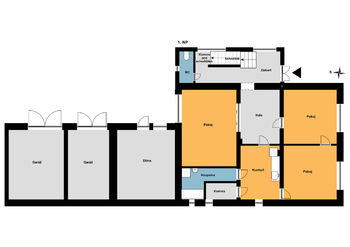 Plánek 1.NP - Prodej domu 176 m², Rostoklaty