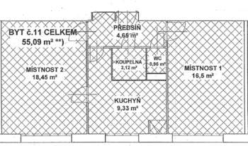 Prodej bytu 2+1 v osobním vlastnictví 55 m², Praha 4 - Záběhlice