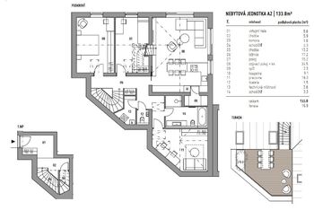 Plánek  - Prodej bytu 4+kk v osobním vlastnictví 155 m², Tursko