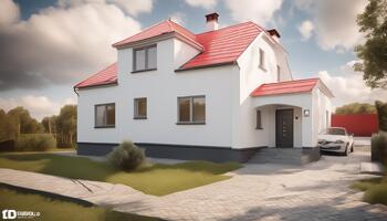 Vizualizace - uliční pohled na rodinný dům - Prodej domu 205 m², Doloplazy