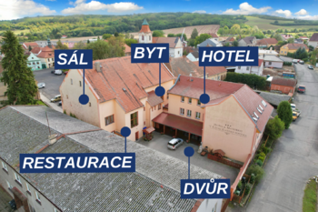 vyznačené zóny - Prodej hotelu 1360 m², Blšany