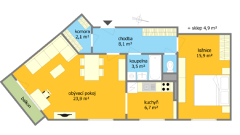 Pronájem bytu 2+kk v osobním vlastnictví 69 m², Brno