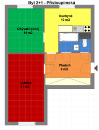 plánek - Prodej bytu 2+1 v osobním vlastnictví 57 m², Praha 10 - Malešice