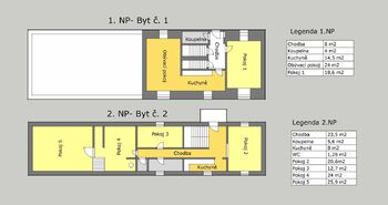 Půdorys přízemí a patro - Prodej domu 341 m², Vraný