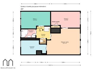 Prodej bytu 5+1 v osobním vlastnictví 116 m², Dobřichovice