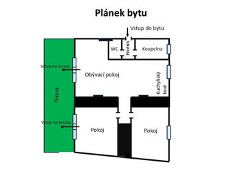 Plánek bytu - Pronájem bytu 3+kk v osobním vlastnictví 77 m², Praha 5 - Zličín