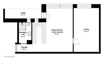 Prodej bytu 2+kk s prostornou lodžií, 63 m2, Pod kaštany, Brno-Žabovřesky - Prodej bytu 2+kk v osobním vlastnictví 53 m², Brno