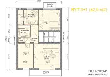 Prodej bytu 3+1 v osobním vlastnictví 83 m², Náměšť nad Oslavou