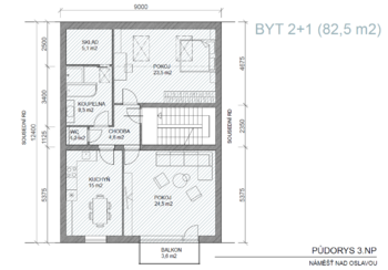 Prodej bytu 2+1 v osobním vlastnictví 83 m², Náměšť nad Oslavou