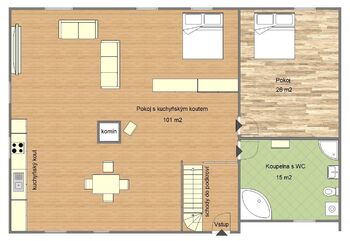 Půdorys bytu - Pronájem bytu 2+kk v osobním vlastnictví 145 m², Radomyšl