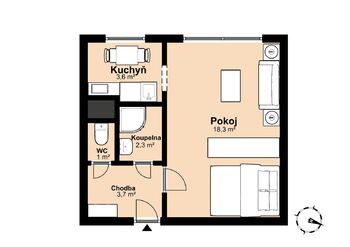 Pronájem bytu 1+1 v osobním vlastnictví 29 m², Praha 4 - Chodov