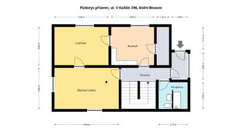 půdorys přízemí - Prodej domu 145 m², Dolní Bousov