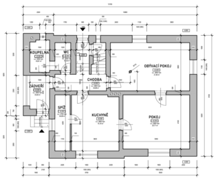 půdorys přízemí - Prodej domu 145 m², Dolní Bousov