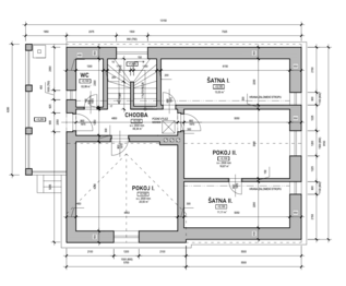 půdorys 1. patra - Prodej domu 145 m², Dolní Bousov