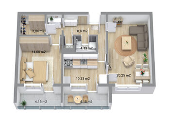 Byt 2+1, 71 m2, 2 x lodžie, Chalabalova, Kohoutovice, Brno - Prodej bytu 2+1 v osobním vlastnictví 71 m², Brno