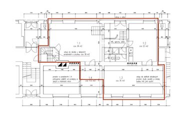 Výkres pronajímaných prostor - Pronájem obchodních prostor 165 m², Praha 4 - Krč