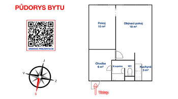 Půdorys - Pronájem bytu 2+kk v družstevním vlastnictví 40 m², Štětí