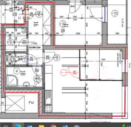 půdorys bytu - Pronájem bytu 2+kk v osobním vlastnictví 41 m², Pardubice