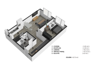 Prodej bytu 2+kk v družstevním vlastnictví 44 m², Praha 4 - Háje