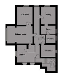 Půdorys bytu - Pronájem bytu 3+1 v osobním vlastnictví 160 m², Říčany