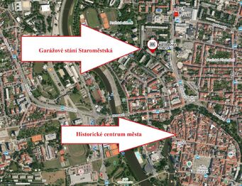 Plán okolí garážové stání - Pronájem garáže 12 m², České Budějovice