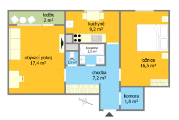 Prodej bytu 2+1 v osobním vlastnictví 63 m², Brno